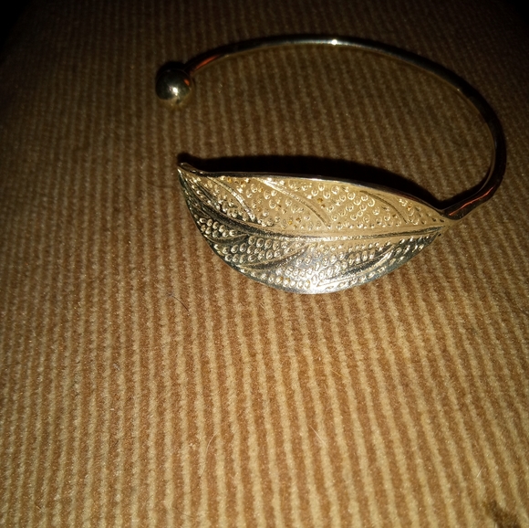 Open leaf 925 stamp cuff bracelets - Picture 1 of 2